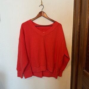 American Eagle Red V-Neck Sweater